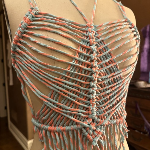 Original GoodVibeGoda Handmade Multicolor Macramé Rope Top - Picture 3 of 5